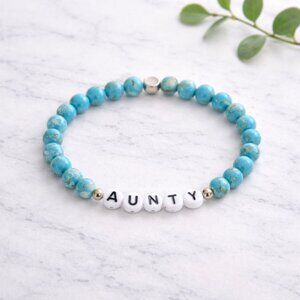 AUNTY Blue Shell Turquoise Crystal Bracelet 6mm Beads Jewelry Gift Ready
